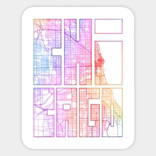 Chicago, USA City Map Typography - Colorful Sticker